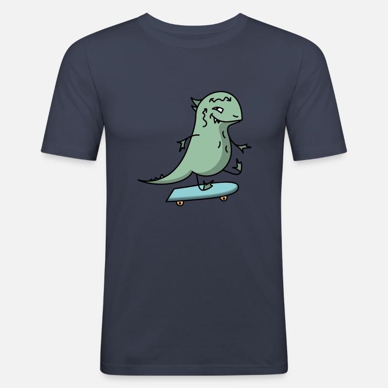 Skateboard Dino - Männer Slim Fit T-Shirt - Navy