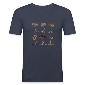Différentes espèces de serpents - T-shirt près du corps Homme - bleu marine - Devant - Nik (191cm)