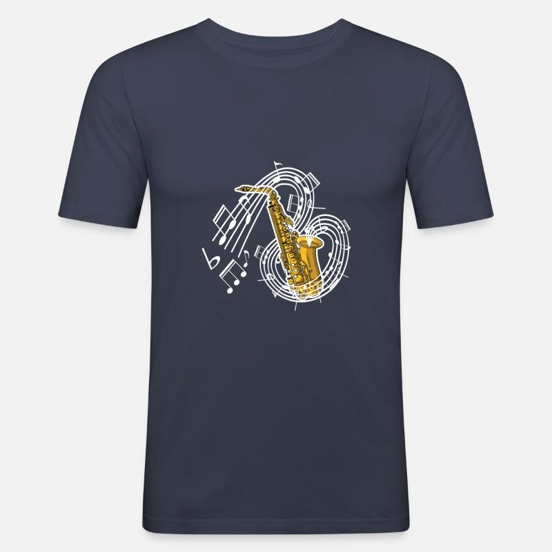 Saxophon - Männer Slim Fit T-Shirt - Navy