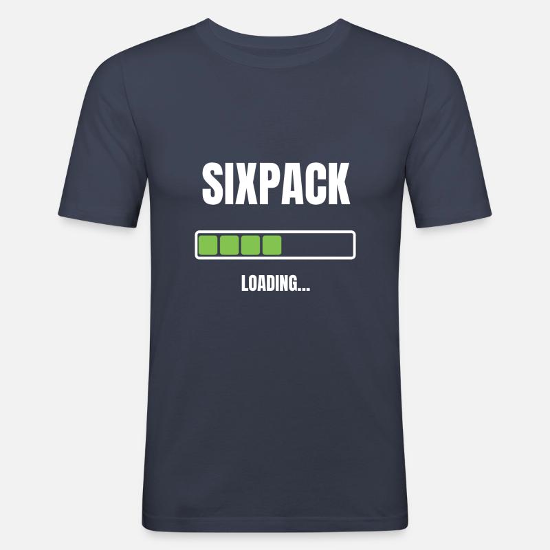 Sixpack Waschbrettbauch loading Bauchmuskeln - Männer Slim Fit T-Shirt - Navy