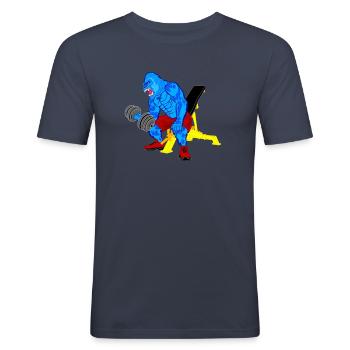 Monkey, Gorilla, Bodybuilder Monkey, Comic, Fitness - Men's Slim Fit T-Shirt - navy - Front - Nik (191cm)