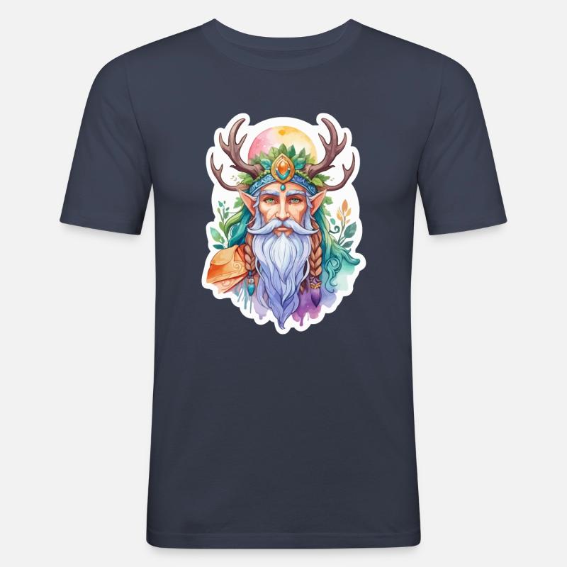 Druide Wasserfarben - Männer Slim Fit T-Shirt - Navy