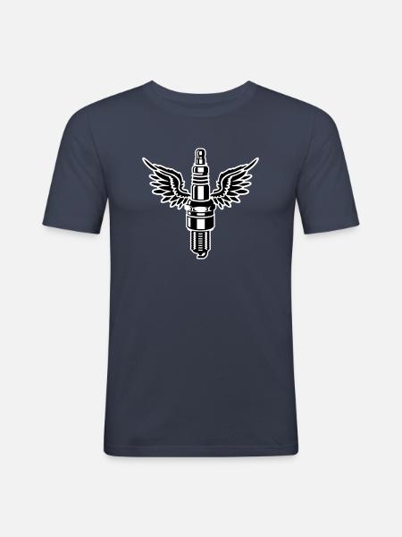 Zündkerze mit Flügeln - Motor - Auto - Werkstatt - Männer Slim Fit T-Shirt - Navy
