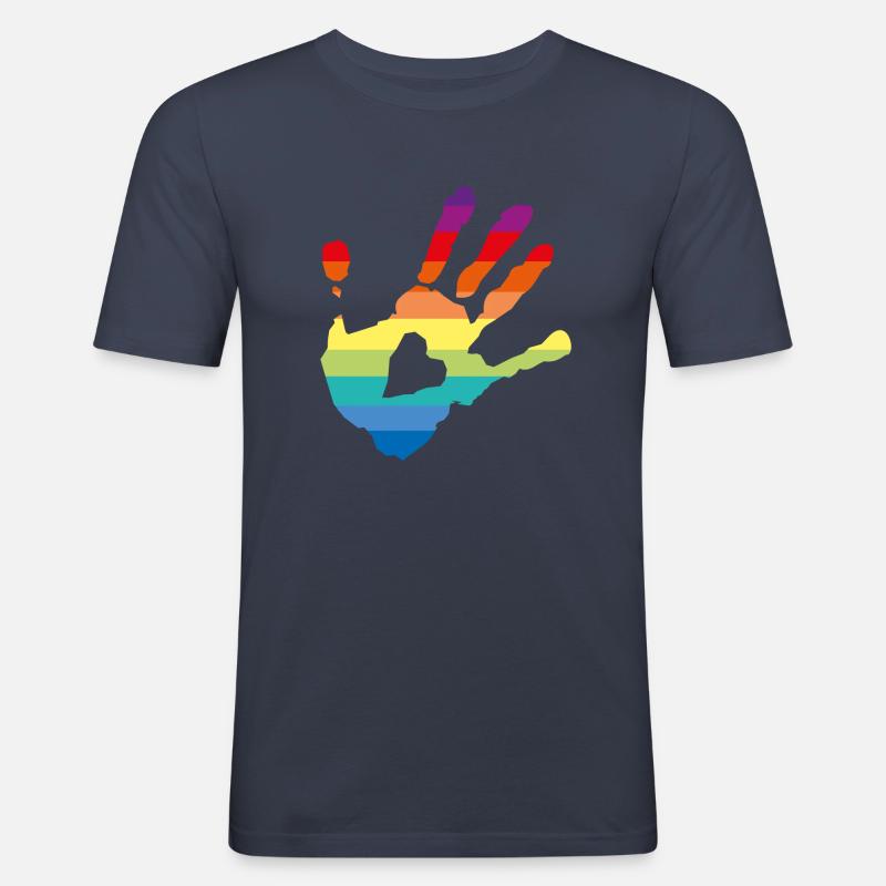pride - pace - Männer Slim Fit T-Shirt - Navy