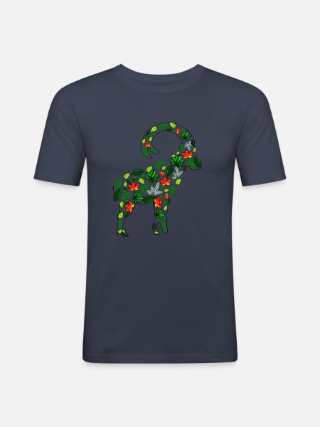 Ibex leaves - Men's Slim Fit T-Shirt - navy