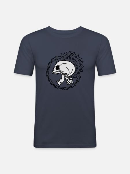Skull Chain Punk-2c - Männer Slim Fit T-Shirt - Navy