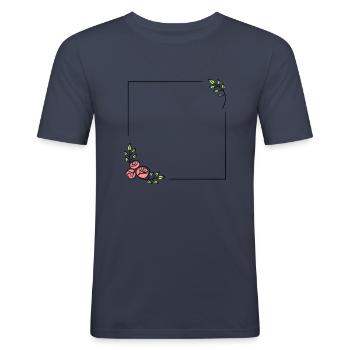 Blumen Rahmen Vintage Selber gestalten - Männer Slim Fit T-Shirt - Navy - Vorne - Nik (191cm)