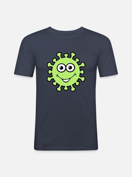 Happy Virus - Männer Slim Fit T-Shirt - Navy