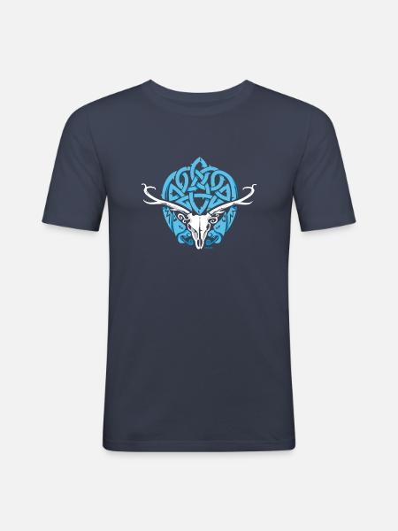 Cerf celtique - T-shirt près du corps Homme - bleu marine