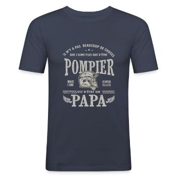 papa pompier cadeau humour homme pompier - T-shirt près du corps Homme - bleu marine - Devant - Nik (191cm)