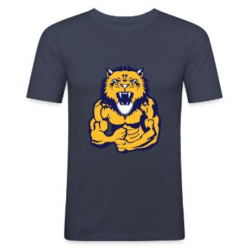 lion corps bodybuilding musculation - T-shirt près du corps Homme - bleu marine - Devant - Nik (191cm)