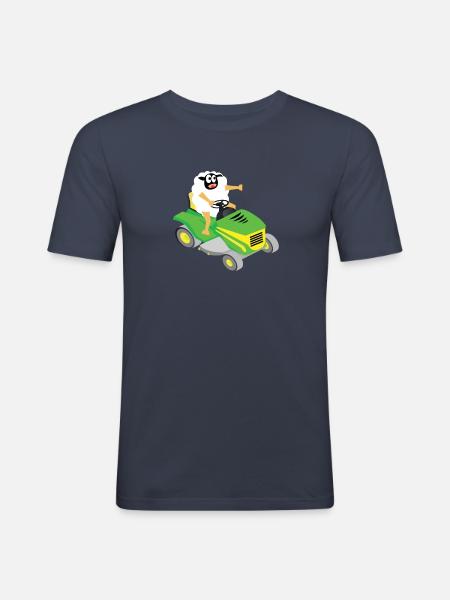 Schaf Rasenmäher Geschenkidee - Männer Slim Fit T-Shirt - Navy