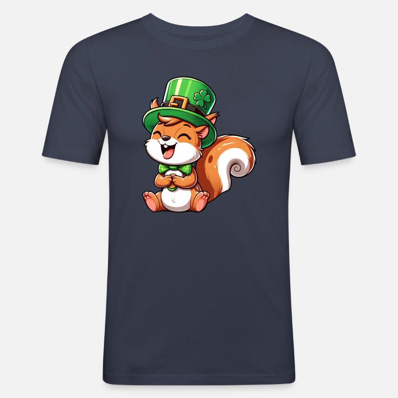 Freches Eichhörnchen St. Patricks - Männer Slim Fit T-Shirt - Navy