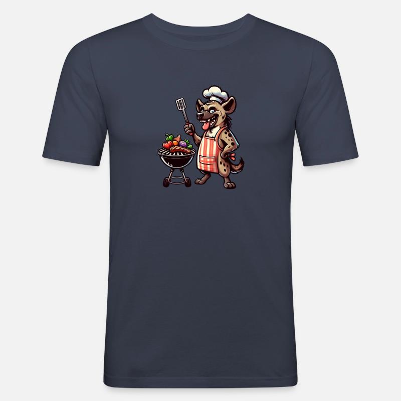 Sommer BBQ mit Chef-Hyäne - Männer Slim Fit T-Shirt - Navy