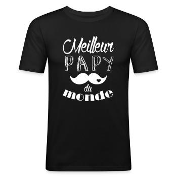 Meilleur papy du monde - T-shirt près du corps Homme - noir - Devant - Nik (191cm)