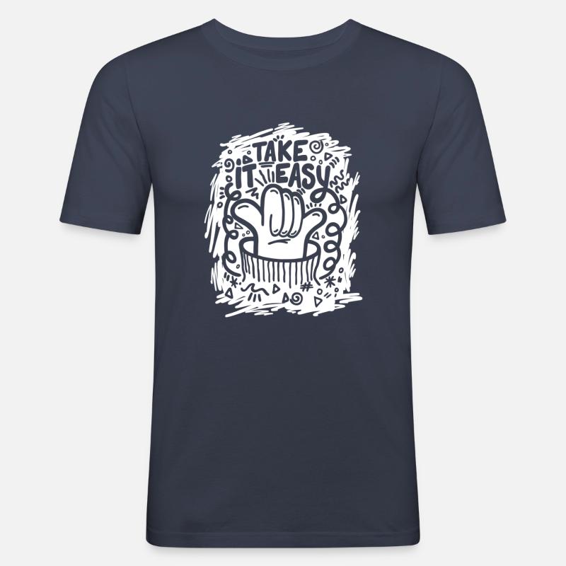 take it easy - Männer Slim Fit T-Shirt - Navy