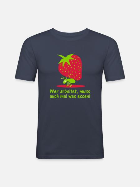 Erdbeere und Ameise2 - Männer Slim Fit T-Shirt - Navy