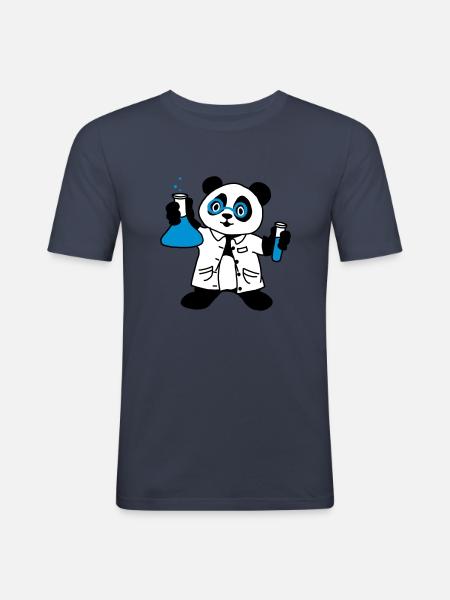 Panda scientist - Men's Slim Fit T-Shirt - navy