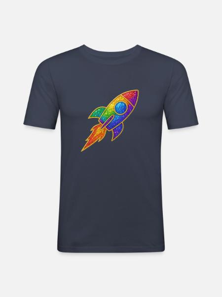 GlitzerRakete Regenbogen Durchstarter Glitzer Gold - Männer Slim Fit T-Shirt - Navy