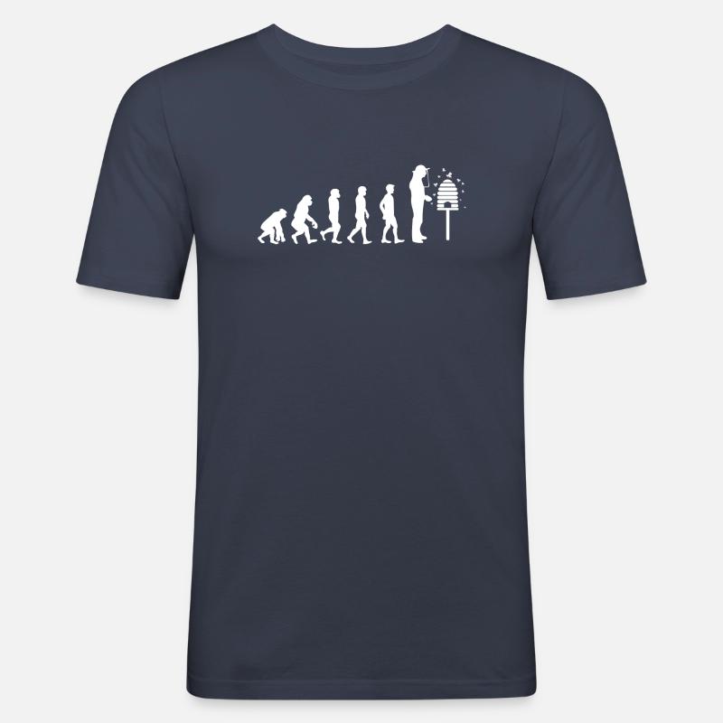 T-Shirt Geschenk - Imker Evolution - Männer Slim Fit T-Shirt - Navy