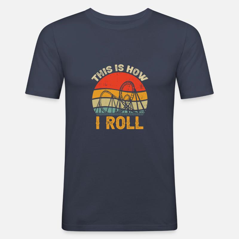 Freizeitpark Kirmes Roller Coaster Achterbahn - Männer Slim Fit T-Shirt - Navy