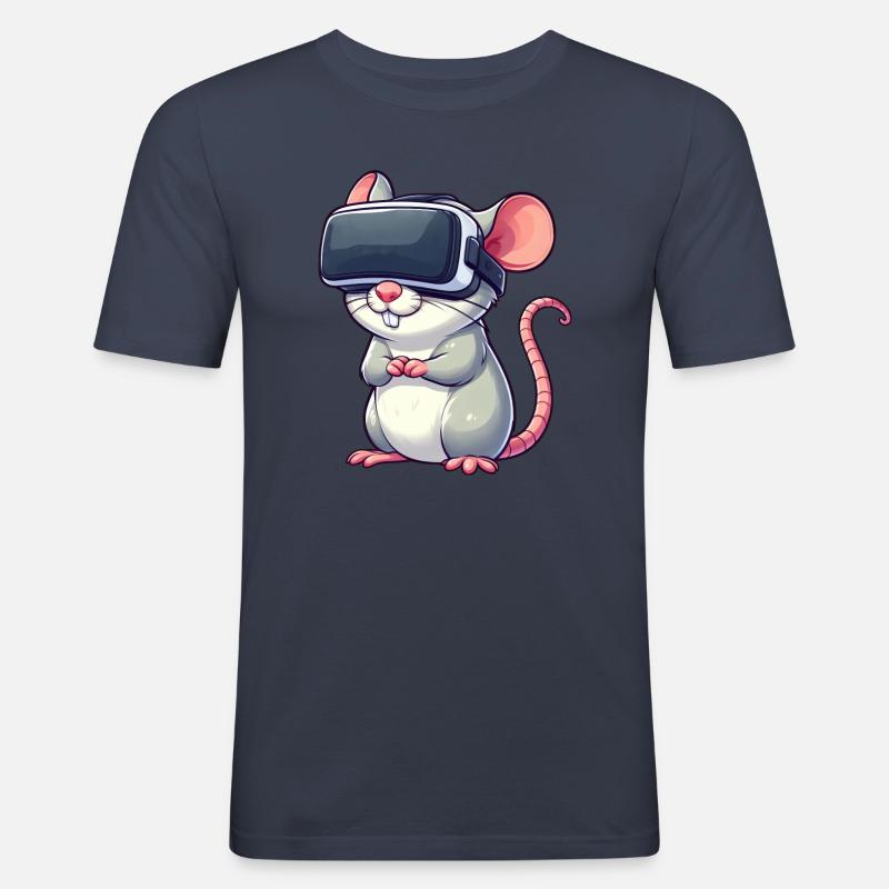 VR-Gaming Ratte und Maus - Männer Slim Fit T-Shirt - Navy