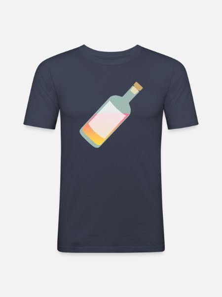 Flasche mit Etikett - Männer Slim Fit T-Shirt - Navy