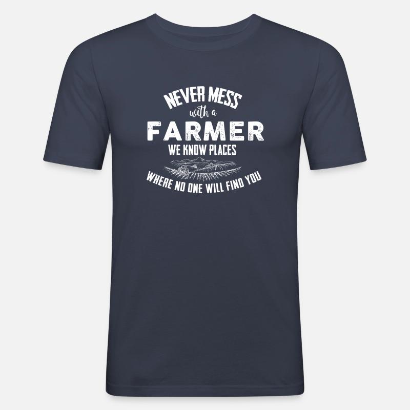Farmer Never mess - Männer Slim Fit T-Shirt - Navy