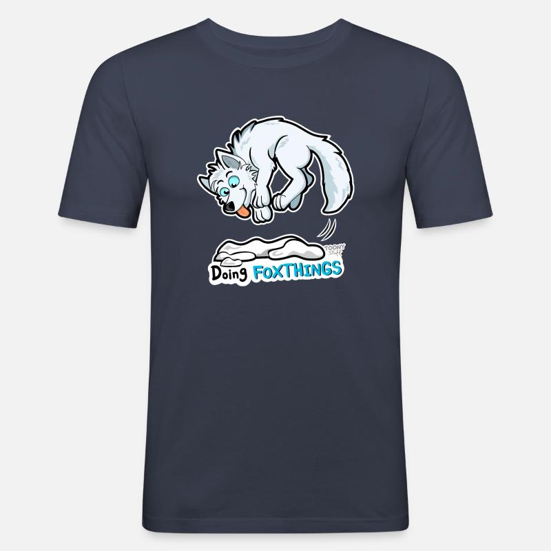 Polarfuchs Doing Foxthings - Männer Slim Fit T-Shirt - Navy