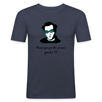 François l'embrouille - T-shirt près du corps Homme - bleu marine - Devant - Nik (191cm)