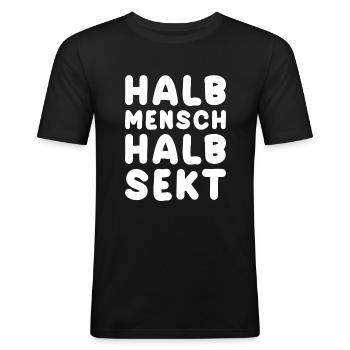 Half man, half sparkling wine - Men's Slim Fit T-Shirt - black - Front - Nik (191cm)