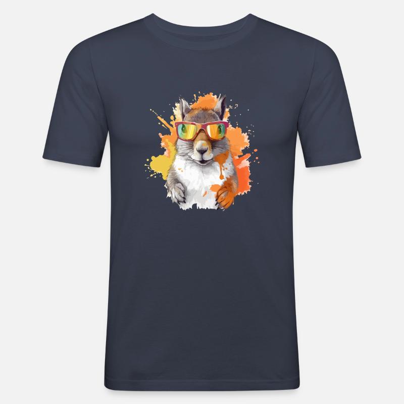 Tom, das Eichhörnchen mit Brille - Männer Slim Fit T-Shirt - Navy