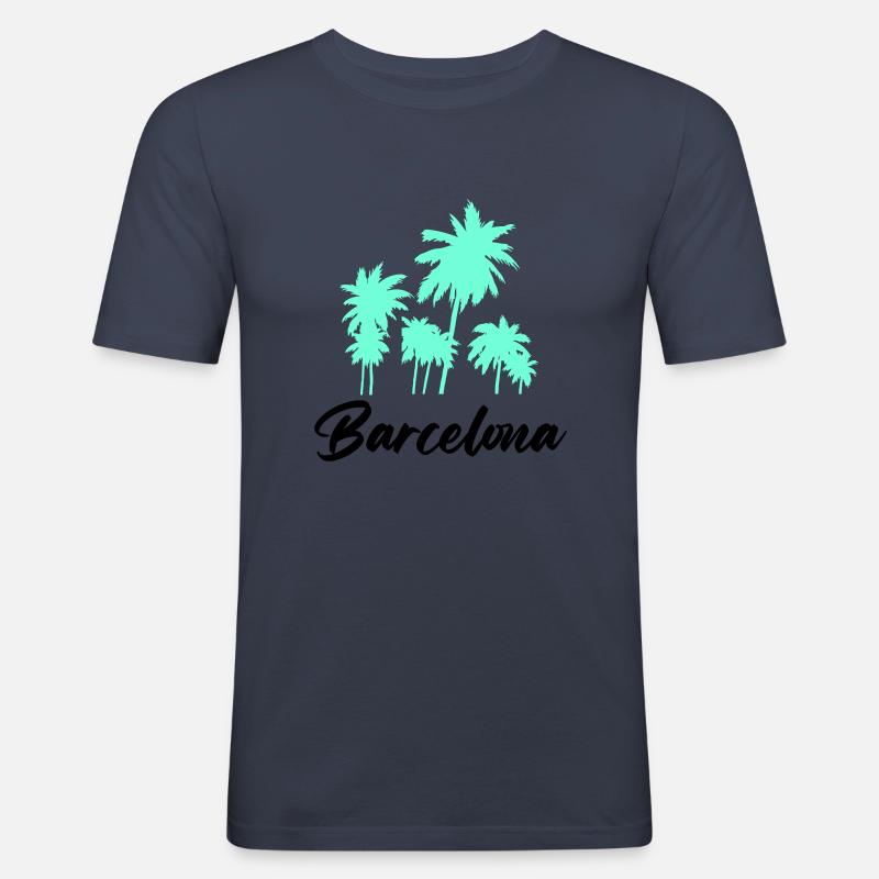 barcelona - Männer Slim Fit T-Shirt - Navy