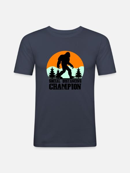 big foot social distancing - Men's Slim Fit T-Shirt - navy