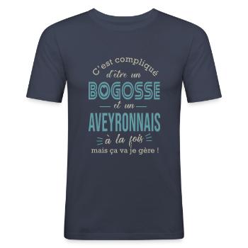 Aveyronnais cadeau humour aveyron aveyronnais - T-shirt près du corps Homme - bleu marine - Devant - Nik (191cm)