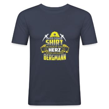 Bergmannn Shirt das Herz eines stolzen Bergmann - Männer Slim Fit T-Shirt - Navy - Vorne - Nik (191cm)