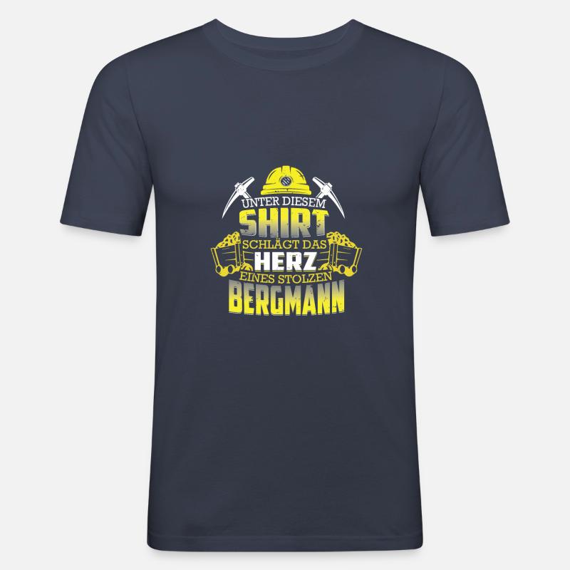 Bergmannn Shirt das Herz eines stolzen Bergmann - Männer Slim Fit T-Shirt - Navy
