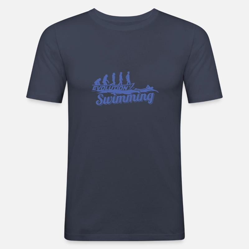 Evolution des Schwimmers der Schwimmerin - Männer Slim Fit T-Shirt - Navy