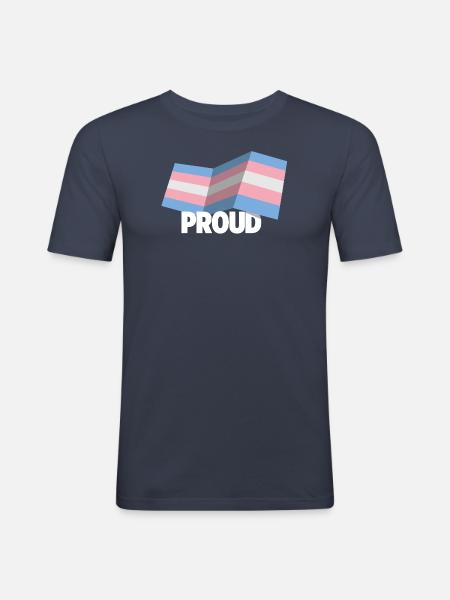 PROUD 2025 Trans - Männer Slim Fit T-Shirt - Navy