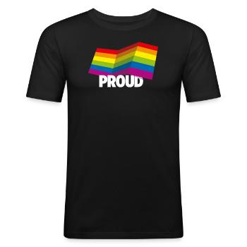 PROUD 2025 Regenbogen - Männer Slim Fit T-Shirt - Schwarz - Vorne - Nik (191cm)