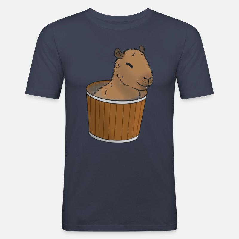 Capybara Meme - Männer Slim Fit T-Shirt - Navy