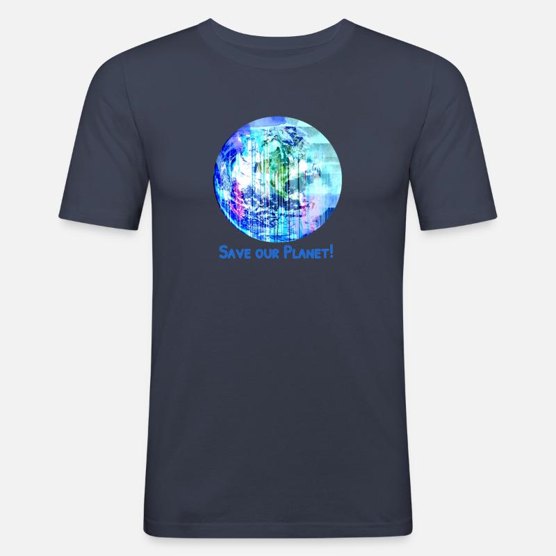 erde,blauer planet,planet,save our planet - Männer Slim Fit T-Shirt - Navy