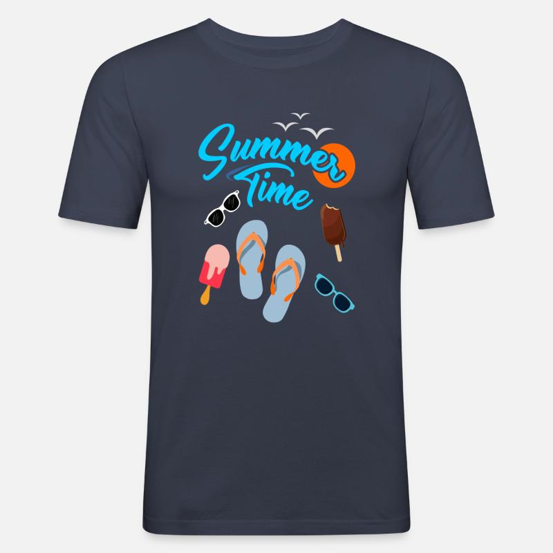 Hello Summer - Männer Slim Fit T-Shirt - Navy