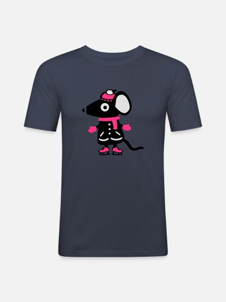 Mouse Figure Skating - Ice - Men's Slim Fit T-Shirt - navy