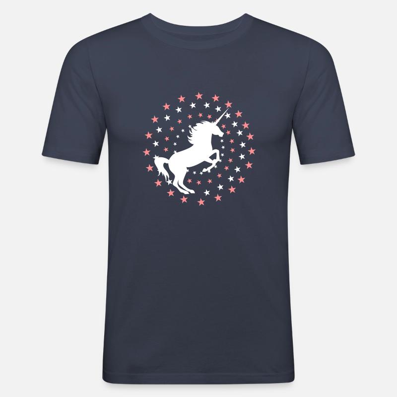 Einhorn - Männer Slim Fit T-Shirt - Navy