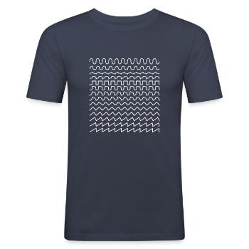 Clavier de synthétiseur de musique musicien - T-shirt près du corps Homme - bleu marine - Devant - Nik (191cm)