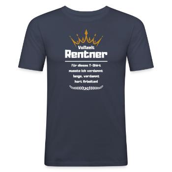 Vollzeit Rentner - Geschenk zur Rente, Ruhestand - Männer Slim Fit T-Shirt - Navy - Vorne - Nik (191cm)