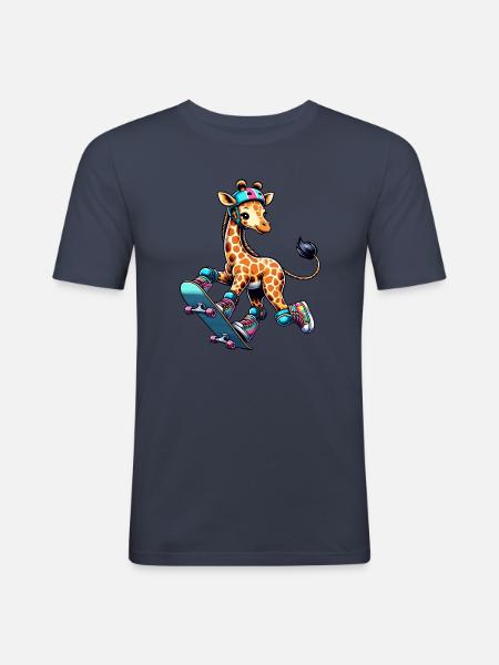 Skater giraffe on skateboard - Men's Slim Fit T-Shirt - navy
