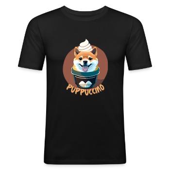 Coffee Dog Puppuccino T-Shirt - T-shirt près du corps Homme - noir - Devant - Nik (191cm)