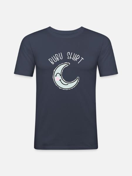 Bubu Sleeping Moon Gift Idea - Men's Slim Fit T-Shirt - navy